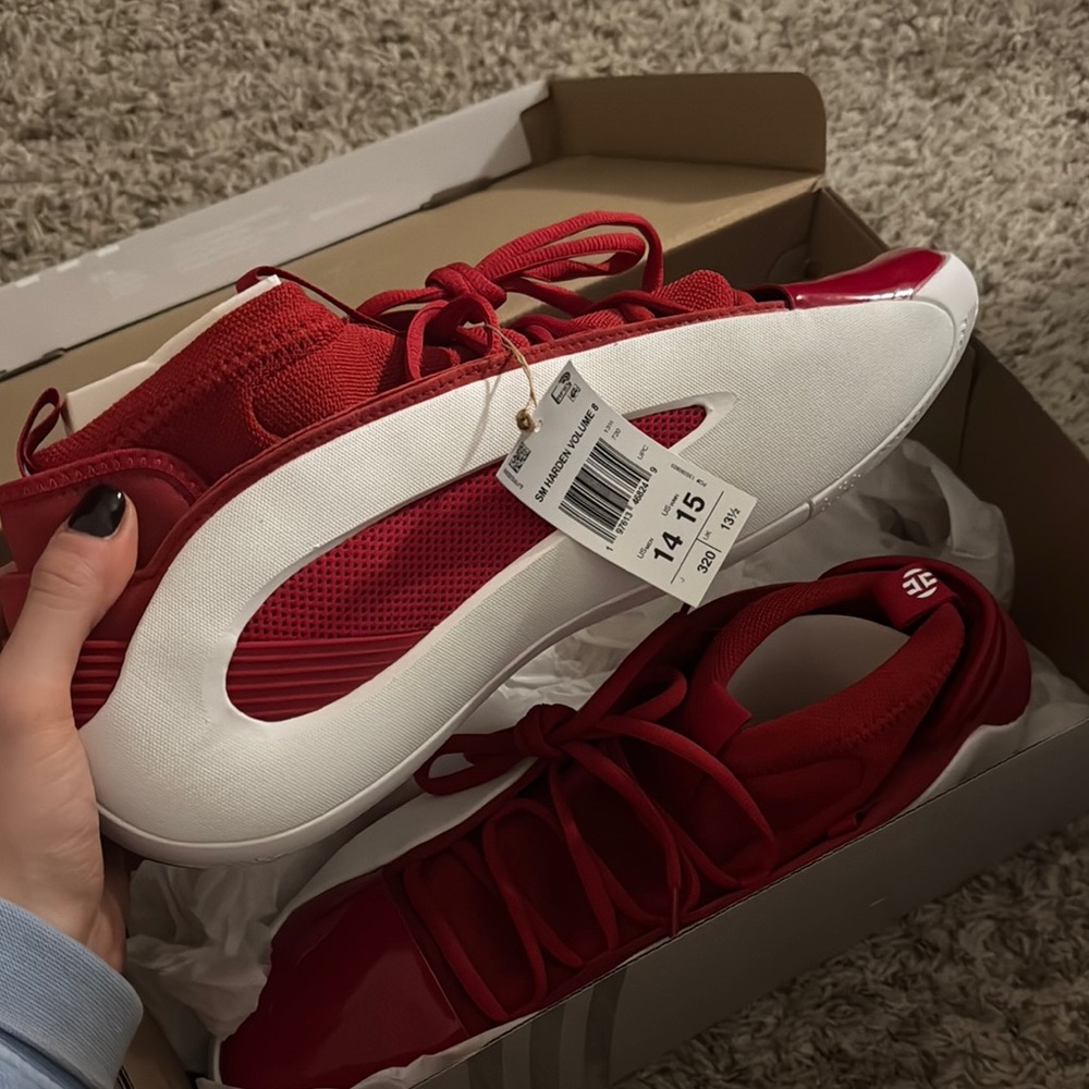 Adidas Red and White Athletic Shoes with Breathable Mesh